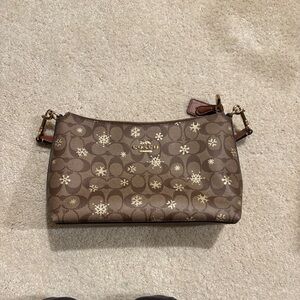 Coach Clara Signature Brown Snowflake Shoulder Bag